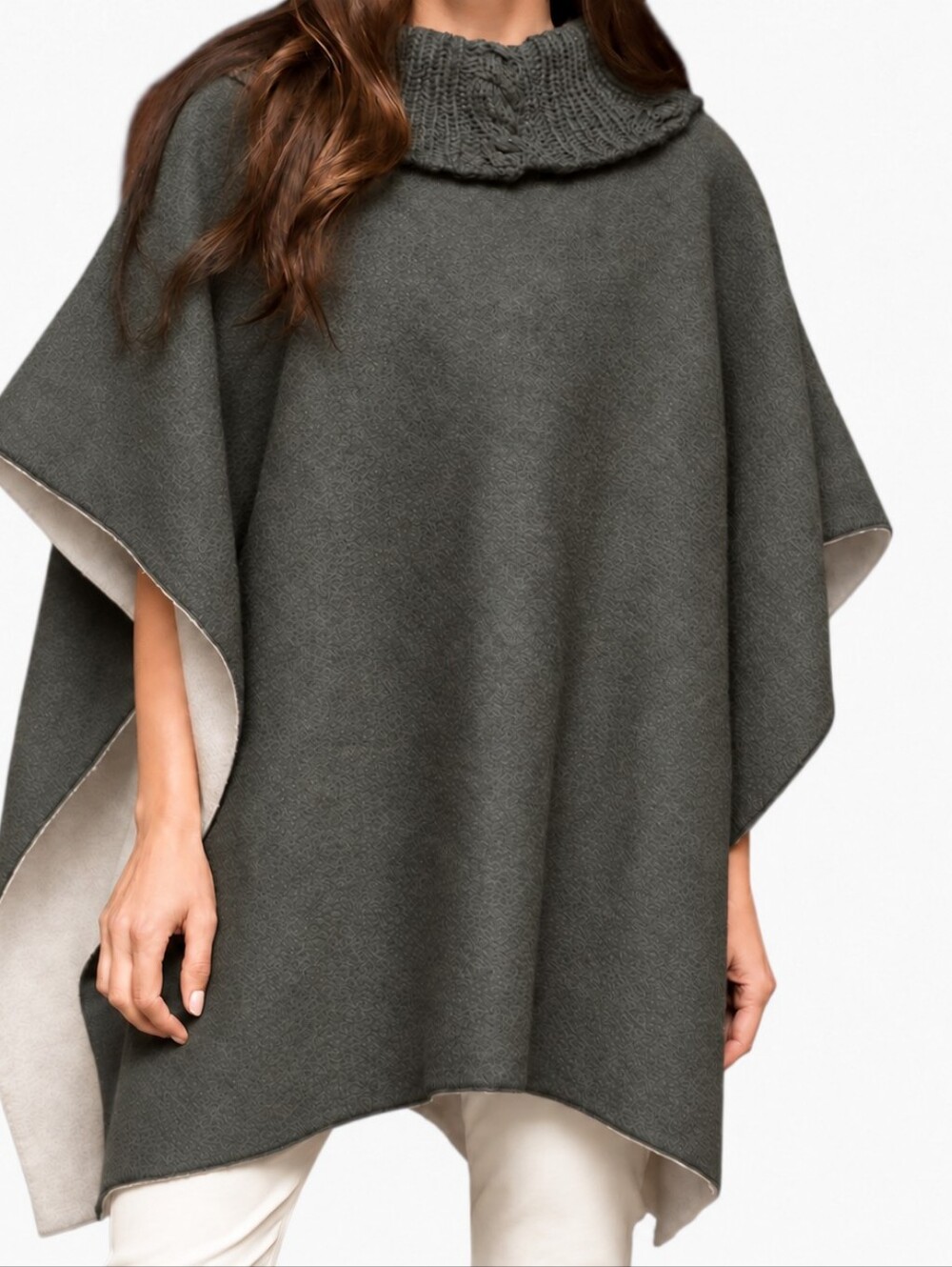Stick and Ball baby alpaca poncho one size olive and cream limited edition